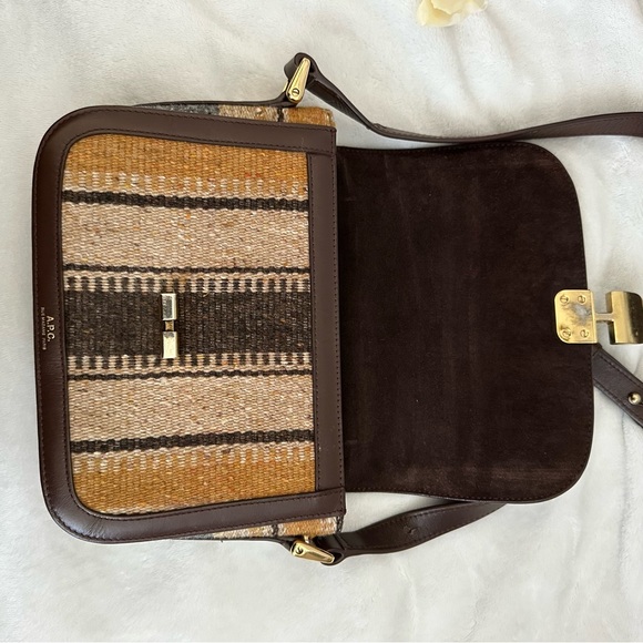 A.P.C. Grace Woven Brown Stripe Bag Purse - Picture 9 of 17